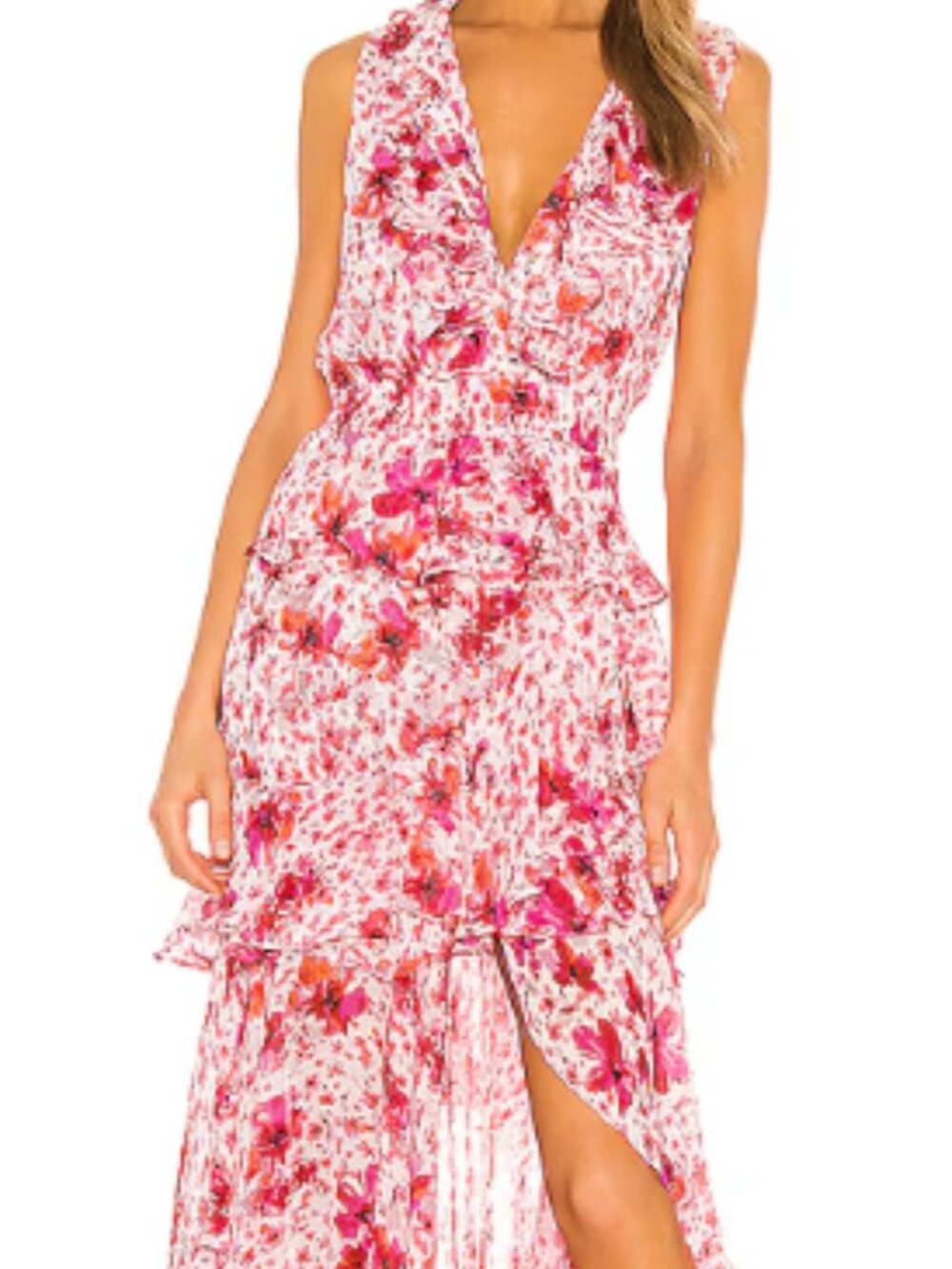 Misa Floral Ruffle Midi dress